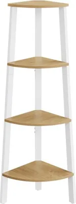 Produktbild von Vasagle LLS034Y70, Eckregal, Freistehend, Spanholzplatte, Stahl, Eiche, Weiß, Universal, 20 kg