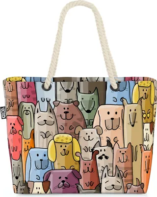 Produktbild von VOID Cartoon Hunde Strandtasche Shopper 58x38x16cm 23L XXL Einkaufstasche Tasche Reisetasche Beach Bag