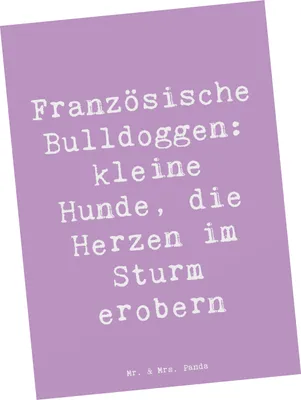Produktbild von Mr. & Mrs. Panda Postkarte Spruch Französische Bulldogge - Lavendeltraum - Geschenk, Herzenbrecher, Fotokarte, Charakter, bildkarte, Hunderassen, Herzen erobern, Hunde