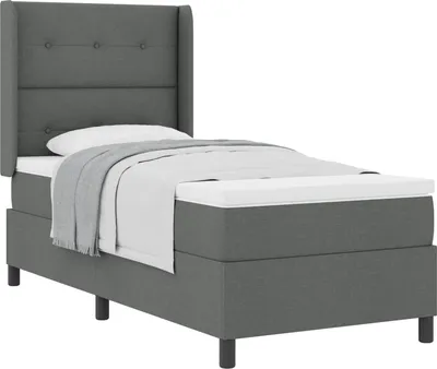 Productafbeelding van vidaXL Boxspringbed met matras, donkergrijs, 100 x 200 cm, met stoffen bekleding
