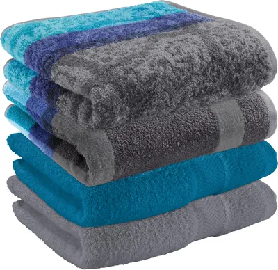 Produktbild von Erwin Müller Handtuch-Set 4er-Pack türkis/anthrazit/grau 50x100 cm