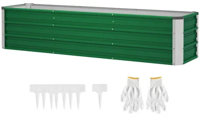 Produktbild von Stahl-Hochbeet,3separatePflanzbereiche,offenerBoden,einfacherAufbau,183x47x40cm,Grün