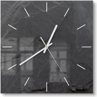 Produktbild von DEQORI Glasuhr 30x30 cm Modern 'Schiefersteinoptik' Wanduhr Glas Uhr Design leise