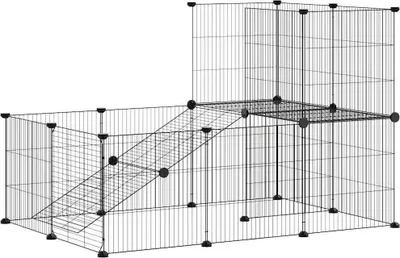 Obrázok produktu pre vidaXL 20-dielna klietka pre domáce zvieratá s dvierkami čierna 35x35 cm oceľ