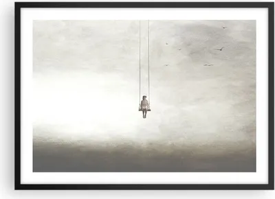 Produktbild von Gerahmtes Poster - Schwarzer Rahmen - Schwingen rein Wolken - 70x50 cm - Wand Bild - Wanddeko - Wandbilder - Kunstposter - Wandposter - Bilderrahmen - Bilder - Kunstdruck - P2BAA70x50-4875