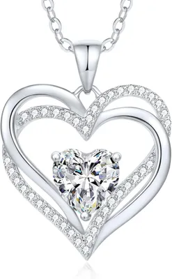 Immagine prodotto di CDE Collana da donna con cuore in argento 925 Collana con pietre di nascita Mamma Fidanzata Donna San Valentino Festa della Mamma