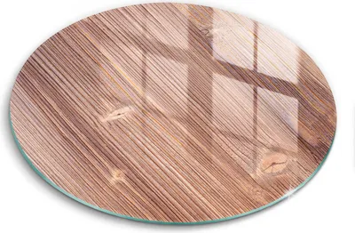 Zdjęcie produktu dla Szklana deska do krojenia - Deska kuchenna - ⌀40 cm – Szkło hartowane – Antypoślizgowa - Naturalne Drewno