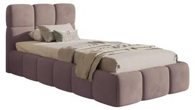 Obrázok produktu pre Selsey Cloudy – čalúnená posteľ 90 x 200 cm, úložný priestor a rošt, svetloružový zamat
