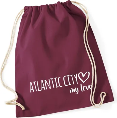 Produktbild von Huuraa Turnbeutel Atlantic City my love 12 Liter Burgundy Baumwolle Rucksack Geschenkidee
