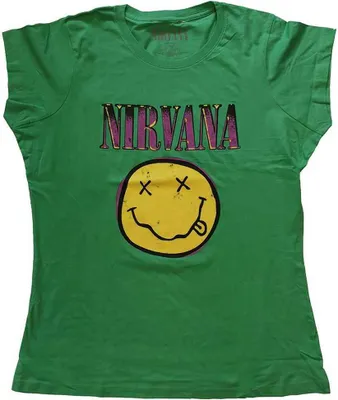 Produktbild von Nirvana Damen T-Shirt: Xerox Happy Face Pink, X-Large, Grün
