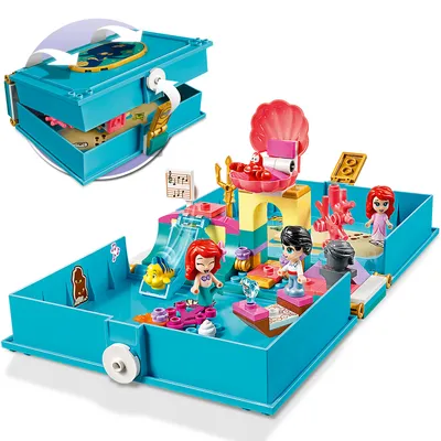 Produktbild von LEGO 43176 Disney Princess Arielles Märchenbuch mit Prinzessin Arielle der kleinen Meerjungfrau Mini-Puppe und anderen Figuren, kleines Geschenk