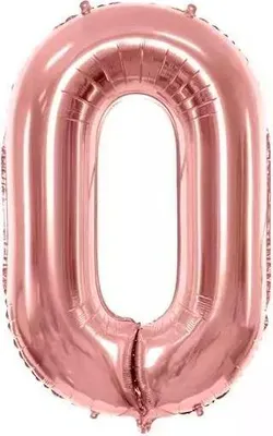 Zdjęcie produktu dla Balon foliowy cyfra 0 PartyDeco różowe złoto 86 cm