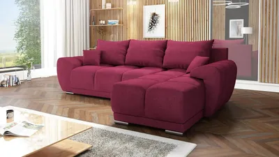 Produktbild von Easy Furniture Velvet Ecksofa in L-FORM Universelle Seitenauswahl 289 x 189 cm - Sofa mit Schlaffunktion - Schlafsofa mit Bettkasten - Farbe: Kastanienbraun