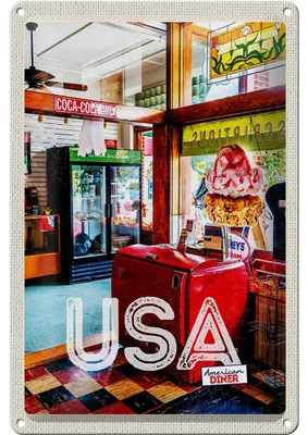 Produktbild von Blechschild Reise 20x30cm Amerika Diner Restaurant Musik Essen