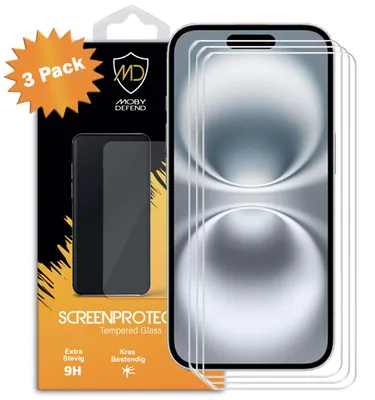 Produktbild von MobyDefend 3er-Pack Case-Friendly Displayschutzglas - kompatibel mit iPhone 16 - Gehärtetes Glas