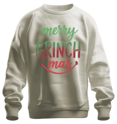 Produktbild von merry GRINCH mas Weihnachten Lustig Grinch Geschenk Familie Sweatshirt Pullover, Natur, S