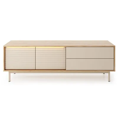 Produktbild von BEAUTYSOFA | TV-Schrank TERRA 160 cm TV-Board mit 2 Türen und 2 Schubladen, Cashmere/Eiche, Modern & Skandi Stil