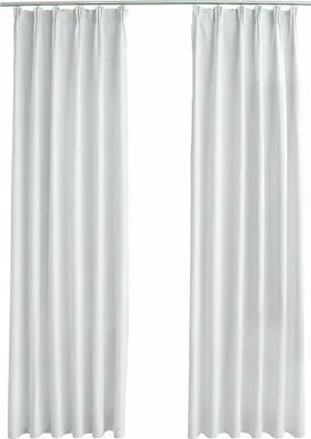 Produktbild von vidaXL Verdunkelungsvorhänge mit Haken 2 Stk. Grauweiß 140x175 cm