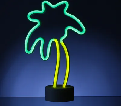 Produktbild von LED NEON Figur Palme - Neonlicht - H: 30cm - Batterie oder USB Betrieb - stehend - gelb/grün