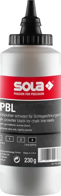 Produktbild von Sola CPBL Schlagschnur-Kreide Schwarz - Füllmenge 230 g - Schlagschnur-Pulver Schwarz, Ersatz-Kreide für Schlagschnur - sichtbar auf hellen Oberflächen - widerstandsfähig bei Regen und Wind