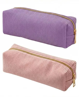 Imagen del producto de Estuche de dos compartimentos, color rosa y lila, ideal para la escuela y la oficina