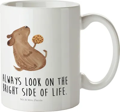 Produktbild von Mr. & Mrs. Panda Haferl Hund Keks - Weiß - Geschenk, Pott, Mehrwegbecher, Sprüche, Hundekekse, Trinklernbecher, Camping Tasse, Hundeleckerli, Plastikbecher, Optimistisch