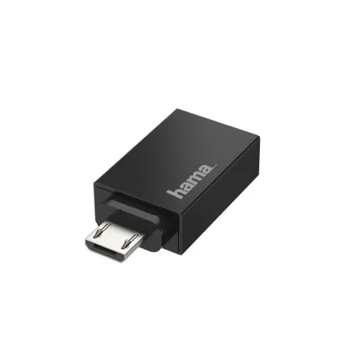 A black USB OTG adapter with a micro-USB connector on a white background.