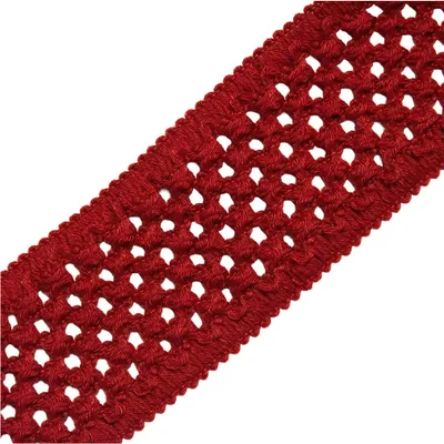 Elastisches Baumwollband Klöppeloptik ab 1m x 45mm Schrägband Klöppelspitze Stretch Elastisch Meterware rot