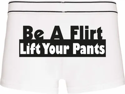 Produktbild von Boxershorts - Mann - Boxer-0040-man-white-h-XL - weiß - XL - hinten - Be a Flirt lift your Pants - lustiges Motiv - Spruch - Unterwäsche - Unterhose - Freizeit - lustig