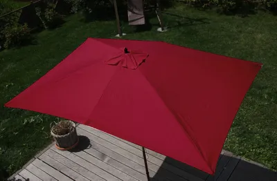 Produktbild von Sonnenschirm Lissabon, Gartenschirm Marktschirm, 2x3m Polyester/Holz 6kg  bordeaux