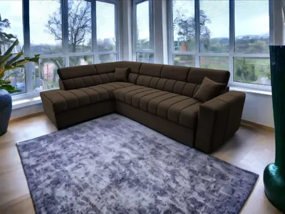 Obrázek produktu pro FurMeb24 ECKSOFA KENNO MAXI 300 x 210 cm HNĚDÁ - levá strana - s lůžkem a funkcí spánku