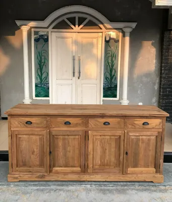 Produktbild von 4-türige Echtholz massiv Teakholz Sideboard Kommode Brüssel mit 4 Schubladen