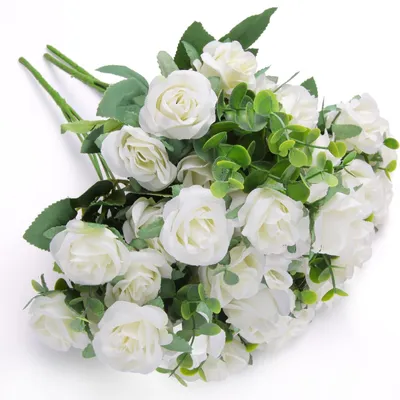 Produktbild von Kunstblumen 3 Stück - Kunstblumen für Innen/Außen - Dekorative Blumendekoration - Kunstblumen in Vase - Hochwertige Seide - Realistisches Aussehen - Künstliche Blumen
