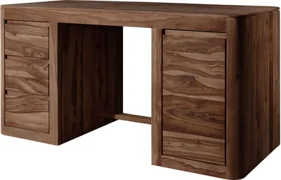Image de MASSIVMOEBEL24 | Bureau 150x75 Palissandre teinté Smoked cherry TORONTO #148