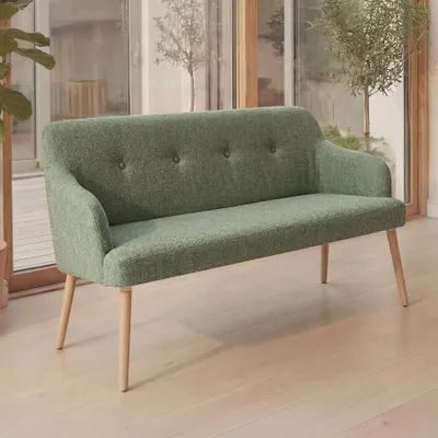 Produktbild von riess-ambiente Sitzbank SCANDINAVIA MEISTERSTÜCK 115cm salbei natur Strukturstoff Massivholz mit Armlehne