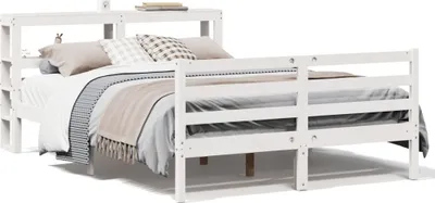 Image de vidaXL Lit en bois massif sans matelas Blanc 120x200 cm pin