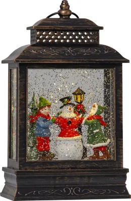 Produktbild von Star Trading LED-Laterne "Vinter", Kinder mit Schneemann,Bronze