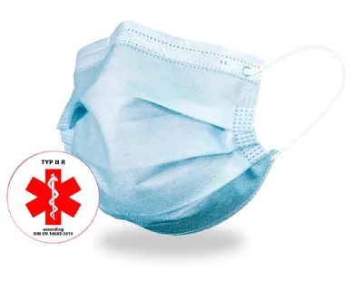 Produktbild von OP-Maske Medizinische Mundschutz-Maske Typ IIR, hergestellt in Deutschland, 3lagig - 50 Stück