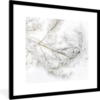 Produktbild von MuchoWow® Gerahmtes Poster Winter - Äste - Schnee 40x40 cm - Poster mit Schwarzem Bilderrahmen Wandposter Rahmen Foto Bilder - Poster - Plakat im Rahmen