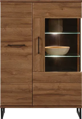 Produktbild von Furniture24 Vitrine IVO IV5 Schrank Wohnzimmerschrank Vitrinenschrank Highboard mit 2 Türen und Led Beleuchtung