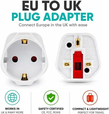 Productafbeelding van Stekkeradapter Europese naar UK - 4 stuks - Wit - Reisgemak voor UK en VAE - ServiceTopper