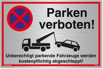 Produktbild von Dreifke® Schild Parken verboten | stabiles Alu-Schild mit UV-Schutz 300x200mm silber gebürstet Alu