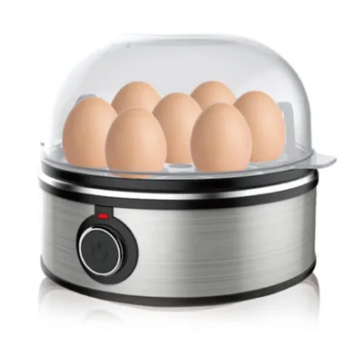 Produktbild von Automatischer Eierkocher 350W für 1-7 Eier - Edelstahl, mit Abschaltautomatik, Signalton & Kontrollleuchte, inkl. Messbecher und Piecer