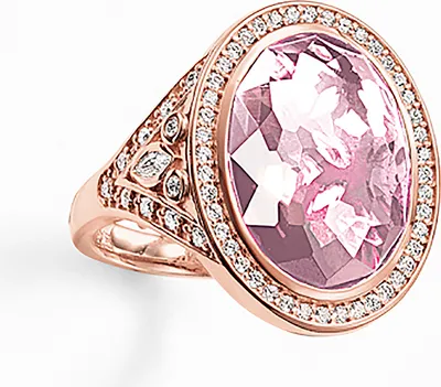 Produktbild von TR2022-633-9-52, TR2022-633-9-54 Ring pink mit weißen Zirkonia rosèvergoldet TR2022-633-9 Thomas Sabo