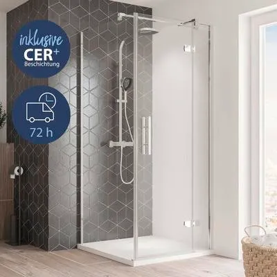 Produktbild von BREUER Drehtür für Seitenwand AVANTA Express Q72 90 x 200 cm Anschlag rechts Klarglas Profilfarbe chrom