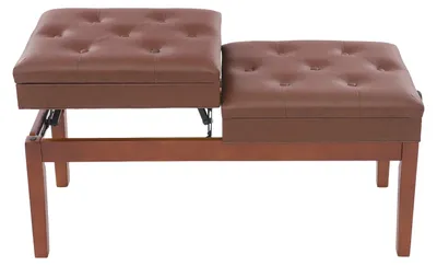 Immagine prodotto di Panca per pianoforte per due persone - Panca regolabile con spazio contenitore - Regolazione dell'altezza fino a 10 cm - Capacità di carico: 200 kg - Seduta imbottita - Colore: marrone