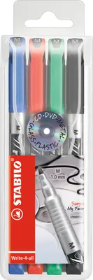 Produktbild von Permanent-Marker - STABILO Write-4-all - medium - 4er Pack - blau, rot, grün, schwarz