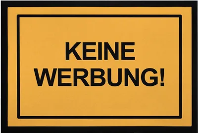 Produktbild von Fußmatte mit Spruch Warnschild Warnhinweis rutschfest & waschbar Moonworks® Keine Werbung schwarz 60x40cm