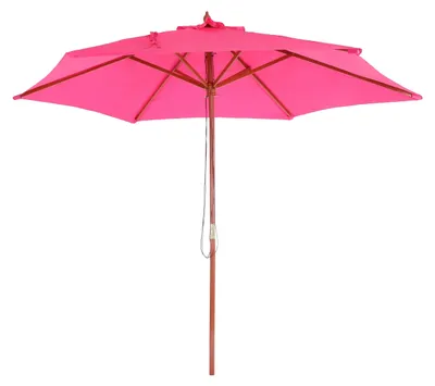 Produktbild von Sonnenschirm Marktschirm Gartenschirm - Ø 3 m - Polyester - Rosa - Gestell Braun - Für Garten und Terrasse