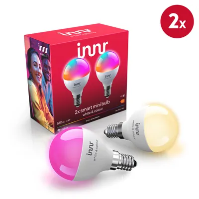 Produktbild von Innr Zigbee Smart Lampe E14 Mini Bulb, funktioniert mit Hue* und Alexa (Bridge erforderlich), White & Color, 16 Millionen Farben, 510 lumen, 4-er Pack